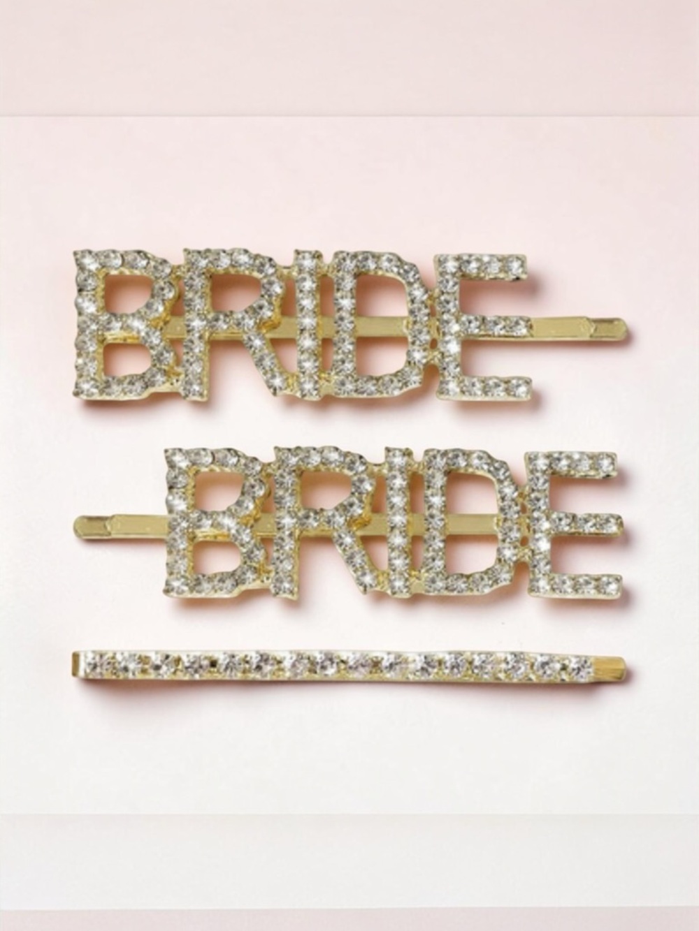 Bride Hair Clip One Size Gold tone 3 piece Set 1488